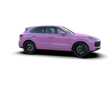 Beyaz arka planda pembe bir spor arabanın 3 boyutlu çizimi