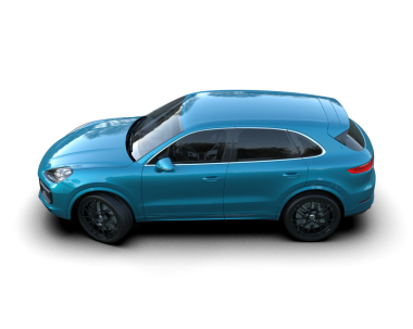 Beyaz arkaplanda mavi bir SUV 'un 3D görüntülemesi