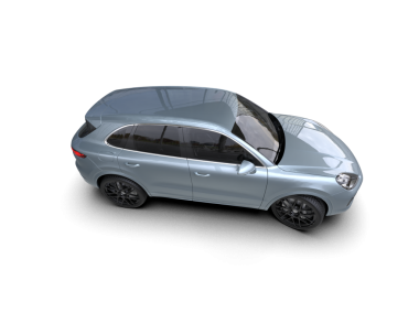 Modern araba arka planda izole edilmiş. 3D görüntüleme - illüstrasyon