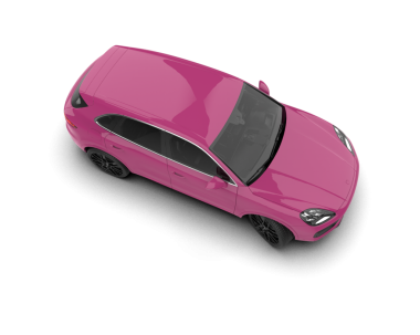 Pembe modern araba beyaz arka planda izole edilmiş. 3 boyutlu model