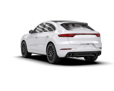 Arka planda birinci sınıf araba var. 3d oluşturma.