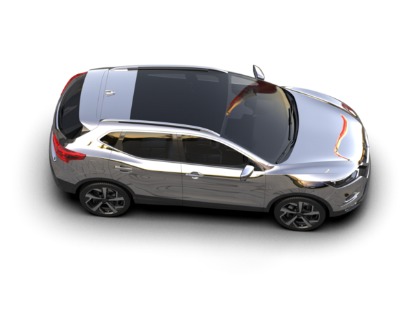 Beyaz arka planda beyaz çatılı bir araba.