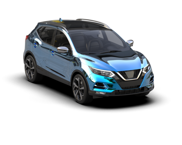 Beyaz arka planda modern mavi SUV. 3d oluşturma