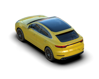 Gri arka planda izole edilmiş modern sarı spor araba