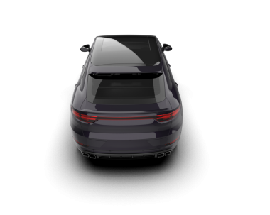 Siyah bir cipin 3 boyutlu görüntüsü beyaz bir arazi aracında izole edilmiş.