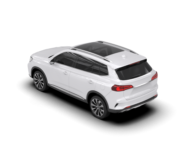 Beyaz SUV arabası arka planda izole edildi. 3 boyutlu görüntüleme - 3 boyutlu