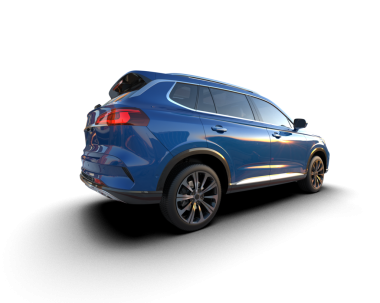 Mavi arka planı olan bir arazi aracı. 3d oluşturma