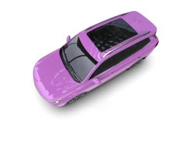 Pembe araba siyah bir arabada izole edilmiş.