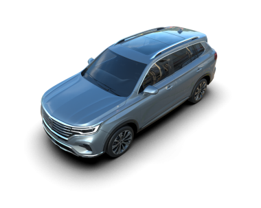 Stüdyoda daha az markalı bir SUV 'un 3 boyutlu görüntüsü siyah renkte.