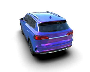 Modern mavi araba. 3d illüstrasyon