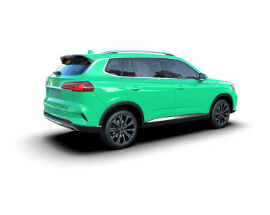 Yeşil SUV arka planda izole edildi. 3d oluşturma