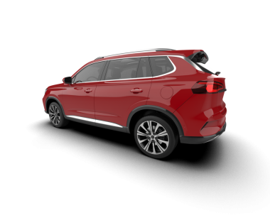 Modern araba arka planda izole edilmiş. 3D görüntüleme - illüstrasyon