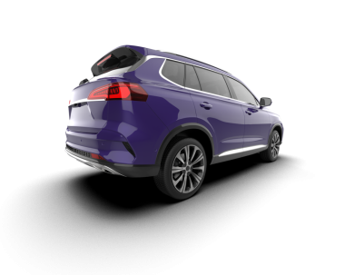 Beyaz arka planda modern mor SUV. 3d illüstrasyon.