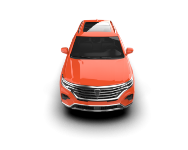 Arka planda gerçekçi bir SUV arabası var. 3D görüntüleme - 3D