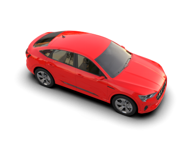 Kırmızı araba siyah arka planda izole edilmiş.