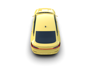 Sarı araba beyaz arka planda izole edilmiş. 3d oluşturma.