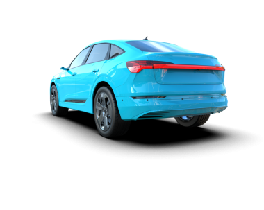 Mavi lüks araba beyaz arka planda izole edilmiş. 3d illüstrasyon