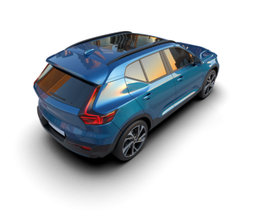 Beyaz stüdyo arka planında izole edilmiş 3 boyutlu markasız bir SUV.