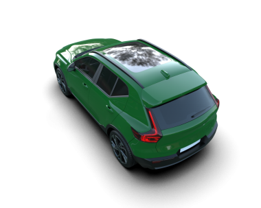 Araba yeşil arka planda. 3d oluşturma