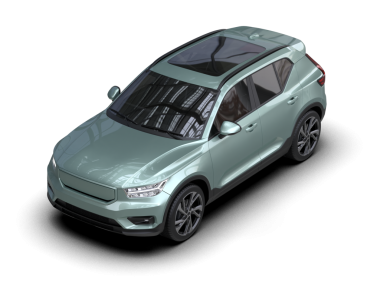 Beyaz zemin üzerinde izole edilmiş jenerik elektrikli bir arabanın 3 boyutlu görüntülenmesi