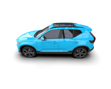 mavi arkaplanda gerçekçi bir araba.