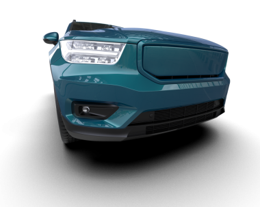 Kırpma yolu ile siyah arkaplanda izole edilmiş bir araba. 3D illüstrasyon, görüntüleme