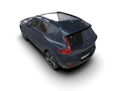 Siyah arka planda izole edilmiş siyah araba. 3d illüstrasyon