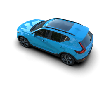 Beyaz arka planda bir araba. 3d oluşturma