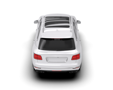 Beyaz bir araba izole edilmiş.