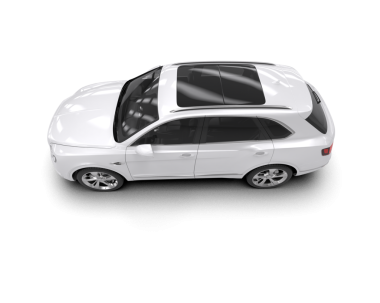 Beyaz arka planda gölgesi olan modern araba