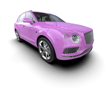 Pembe lüks araba beyaz arka planda izole edilmiş.