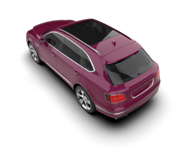 Kırmızı araba arka planda izole edildi. 3D görüntüleme - illüstrasyon