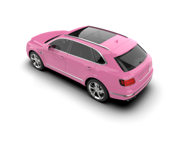 Pembe araba arka planda izole edilmiş