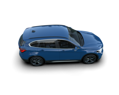 Beyaz arkaplanda 3 boyutlu mavi araba çizimi