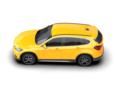 Sarı araba beyaz arkaplanda izole edildi