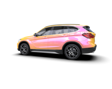 Pembe arka planda modern kompakt araba