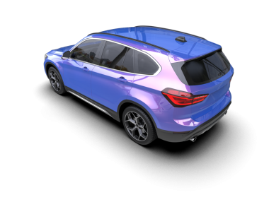 araba kırpma yolu olan siyah bir arkaplanda izole edildi.