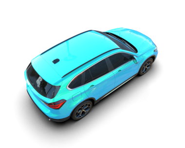 Mavi araba siyah arka planda izole edilmiş. 3d illüstrasyon