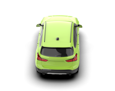 Beyaz arka planda izole edilmiş modern yeşil bir arabanın 3 boyutlu görüntüsü