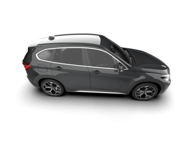 siyah modern araba beyaz arka planda izole edildi