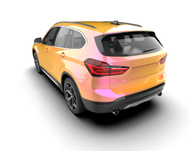 Modern araba arka planda izole edilmiş. 3D görüntüleme - illüstrasyon