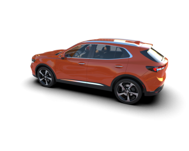 Siyah arka planda turuncu çizgili modern bir cip. 3d oluşturma