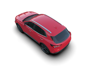 Kırmızılı modern elektrikli araba, siyah arka planda kırpma yolu ile izole edilmiş. 3 boyutlu model.