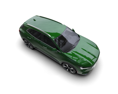 Siyah arka planda yeşil araba 3 boyutlu çizim