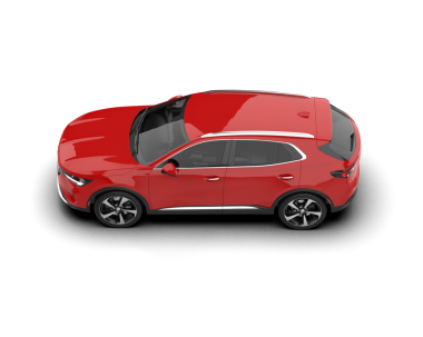 Beyaz arka planda kırmızı araba. 3d oluşturma