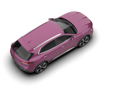 Beyaz izole edilmiş modern pembe bir arabanın 3 boyutlu görüntüsü.