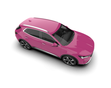 Pembe lüks araba beyaz arka planda izole edilmiş