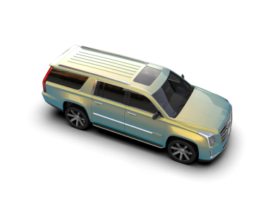 Beyaz arka planda bir araba. 3D görüntüleme - 3D