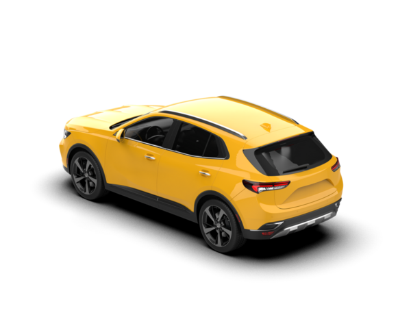 Beyaz arka planda izole edilmiş modern sarı lüks sedan 3 boyutlu resimleme