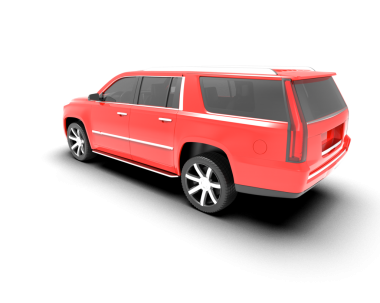 Beyaz zemin üzerinde izole edilmiş bir arabanın 3 boyutlu görüntüsü